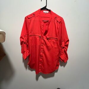 Calvin Klein Women's Red Button-Up Top